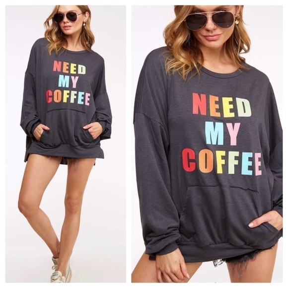 “NEED My Coffee” Graphic Sweatshirt - Picture 1 of 8